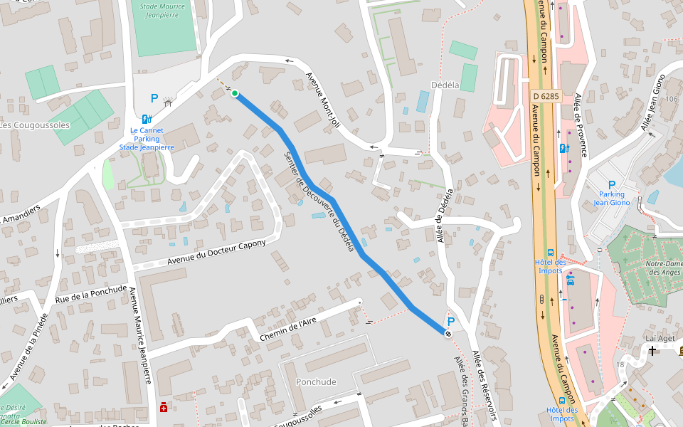 Sentier de Découverte du Dédéla walking route map in Le Cannet