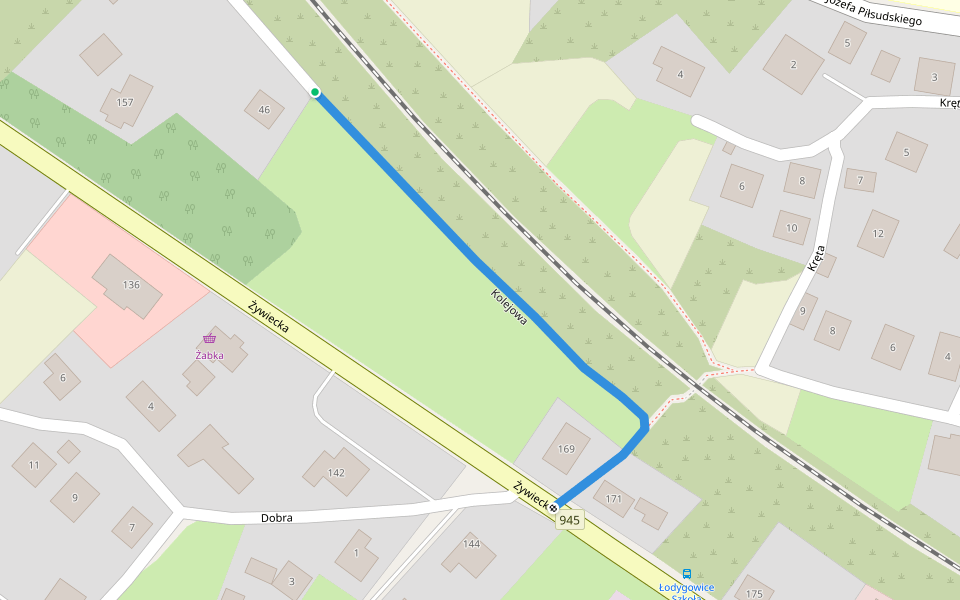 Kolejowa walking route map in Łodygowice