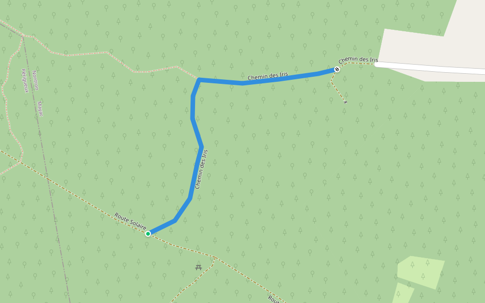 Chemin des Iris walking route map in Mayac