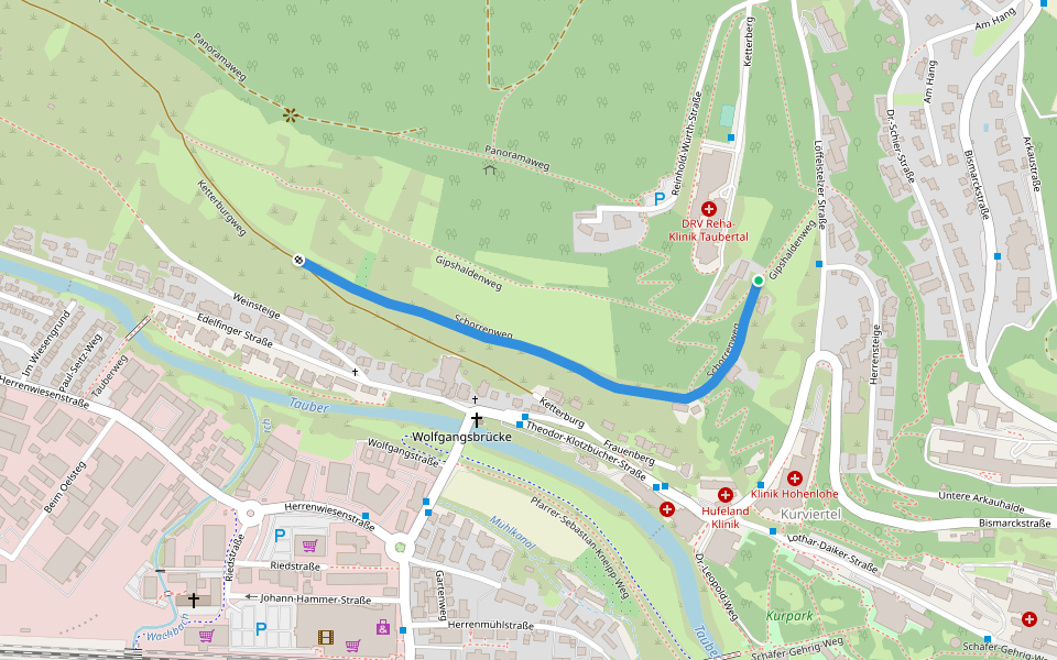 Schorrenweg walking route map in Bad Mergentheim