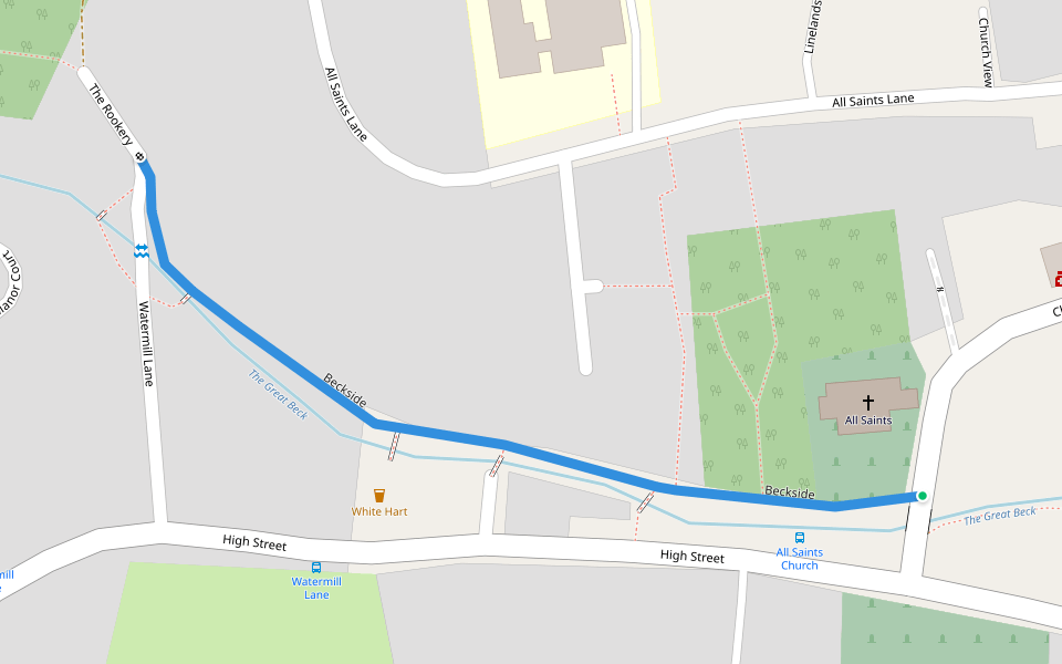 Beckside walking route map in Nettleham