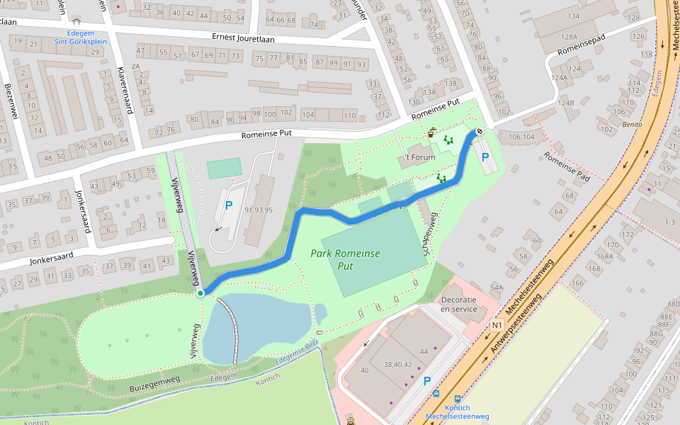 Romeins pad walking route map in Edegem