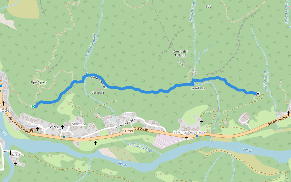 Sentiero dei Tigli walking route map in Piode