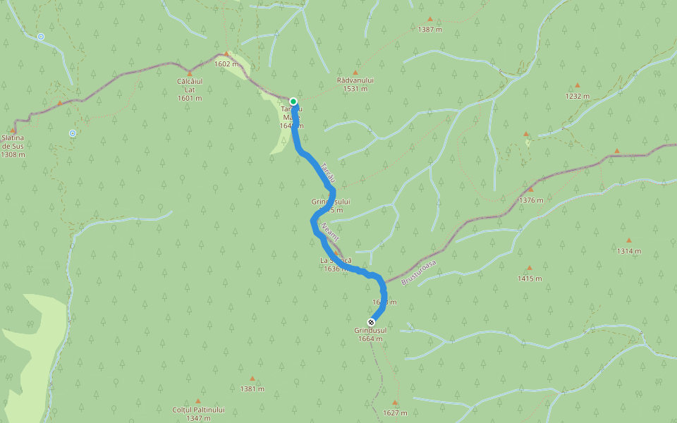 Marcaj H walking route map in Ardeluța