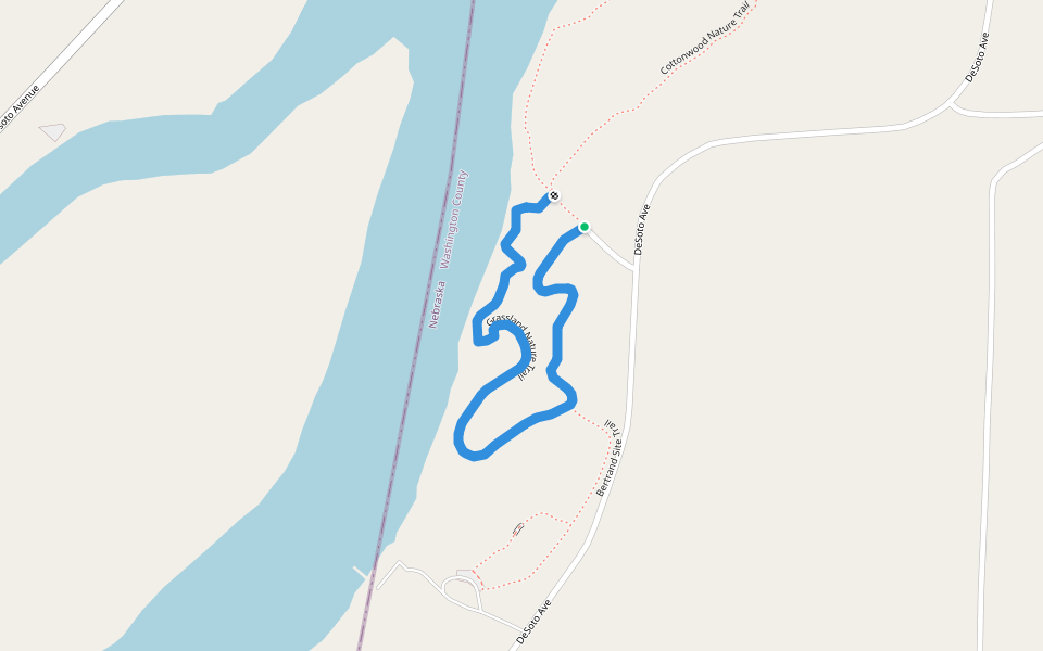 Grassland Nature Trail walking route map in Fort Calhoun