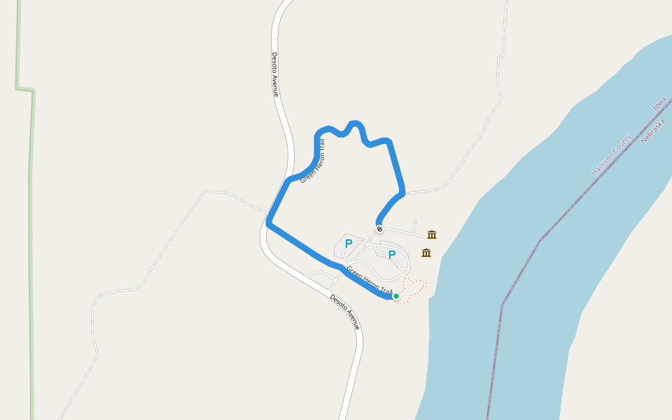 Green Heron Trail walking route map in Missouri Valley