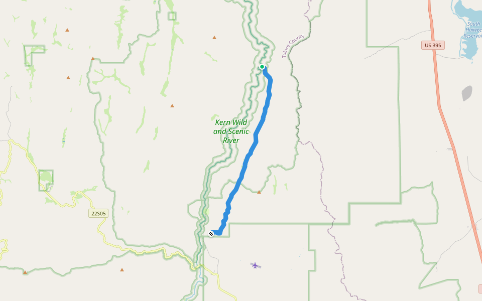 Wildrose Trail walking route map in Kennedy Meadows