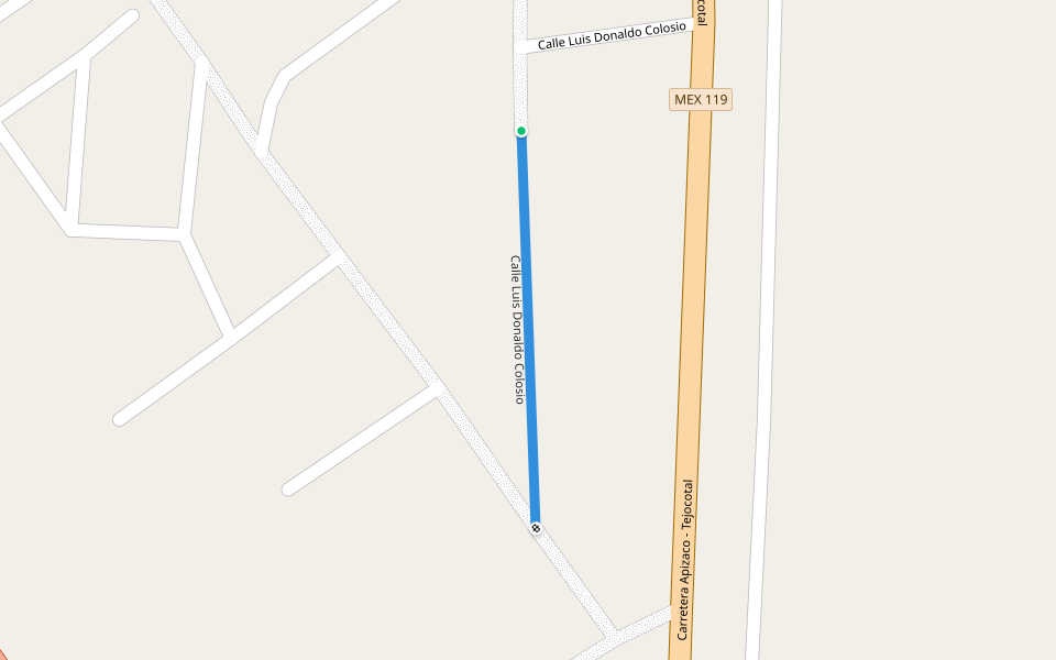 Calle Luis Donaldo Colosio walking route map in Coacoyunga