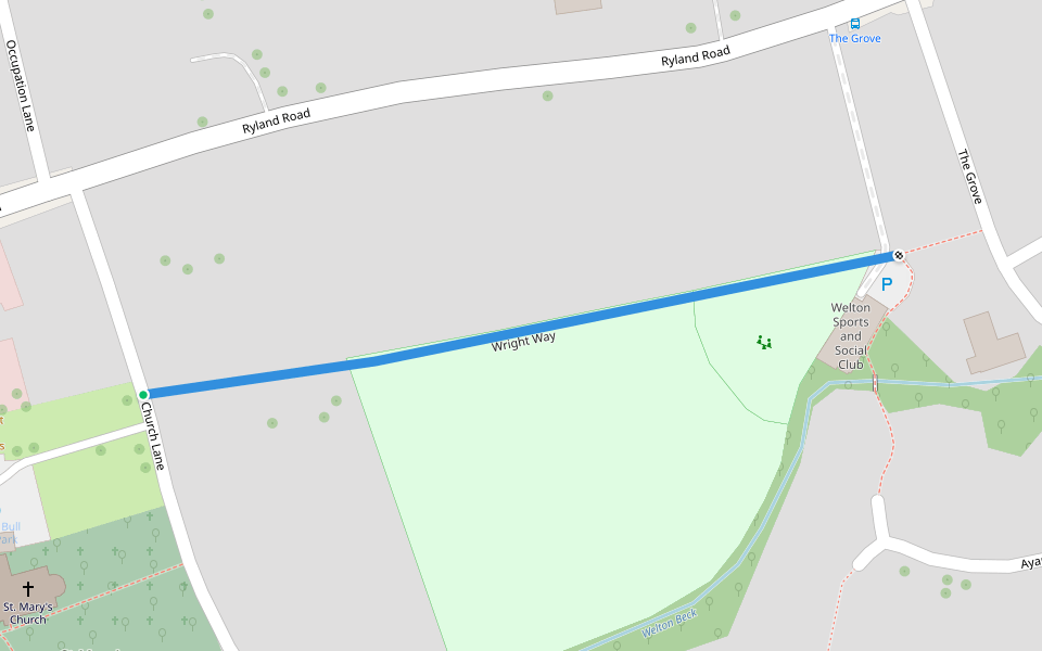 Wright Way walking route map in Welton