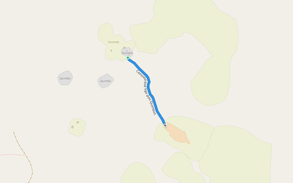 Caminho que liga dois Quimbos walking route map in Quilengues