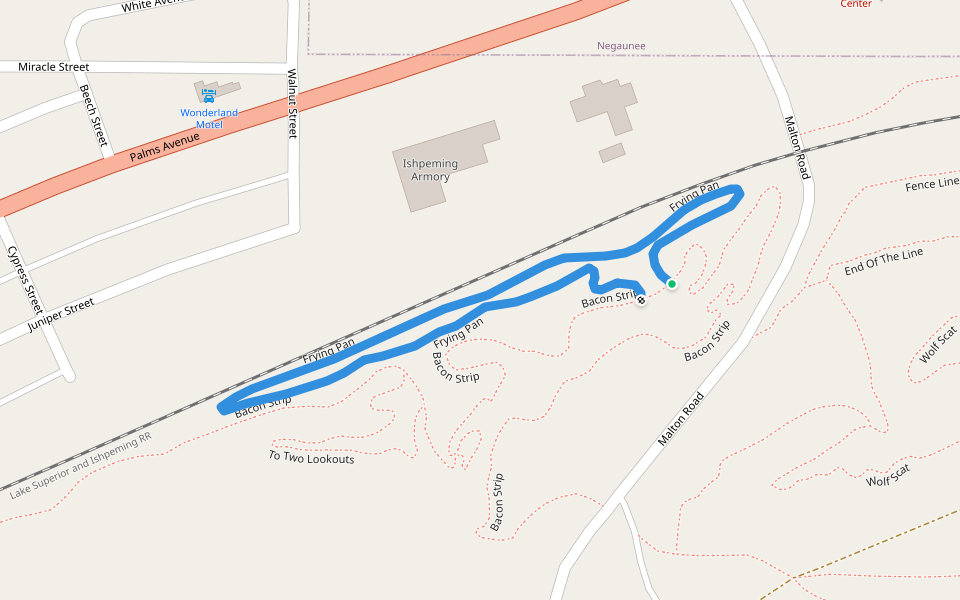 Frying Pan walking route map in Ishpeming