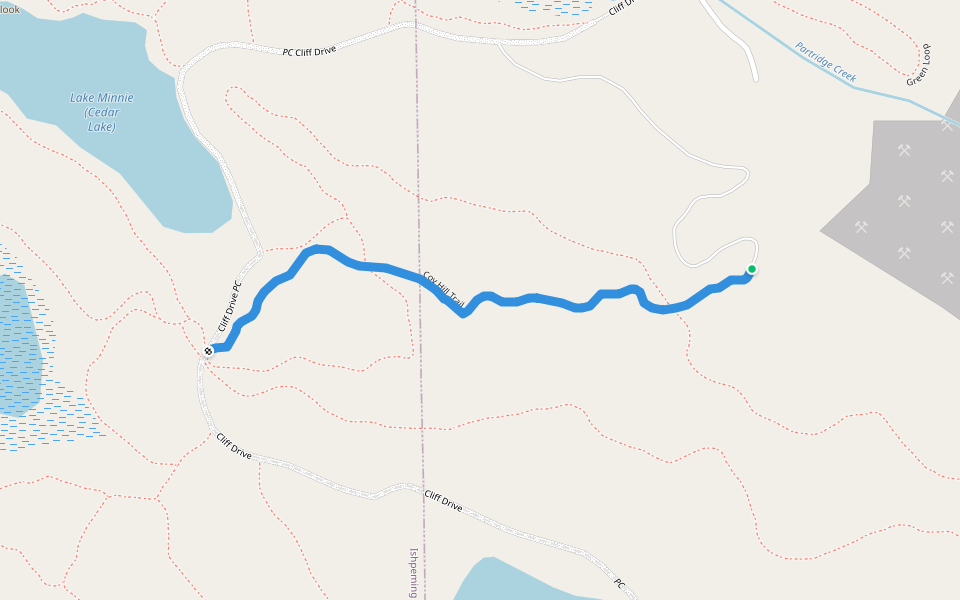 Coy Hill Trail walking route map in Negaunee