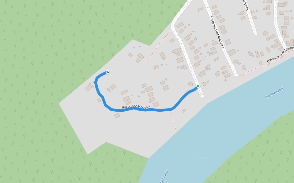 Beco Luiz Madeiro walking route map in Tarauacá