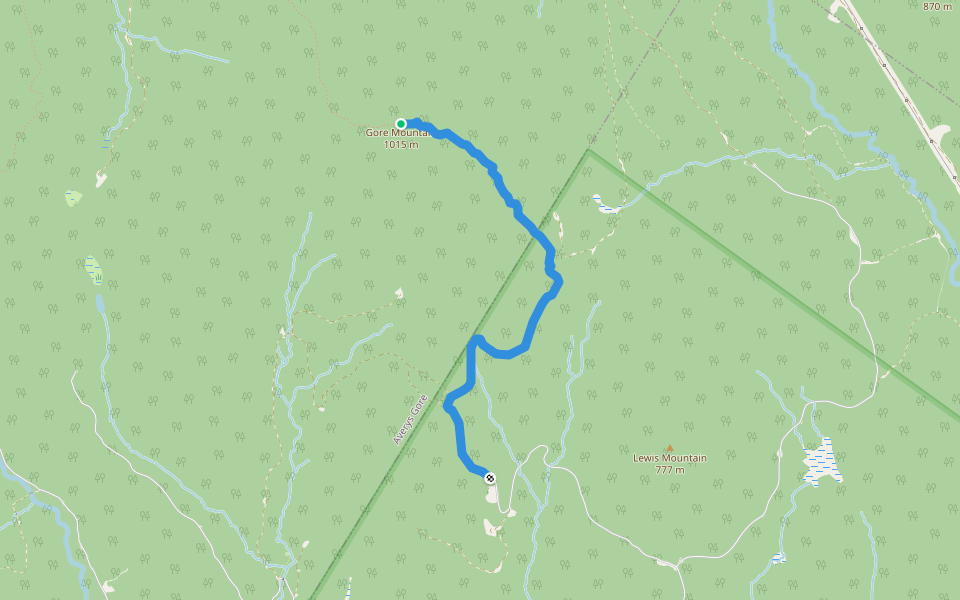 Gore Mountain East Trail walking route map in Norton