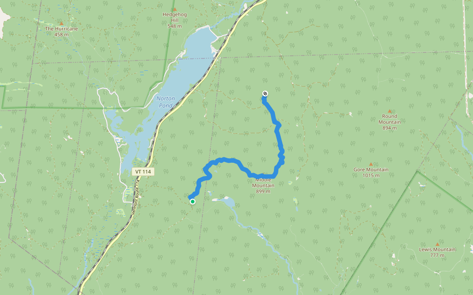 Middle Mountain Trail walking route map in Norton