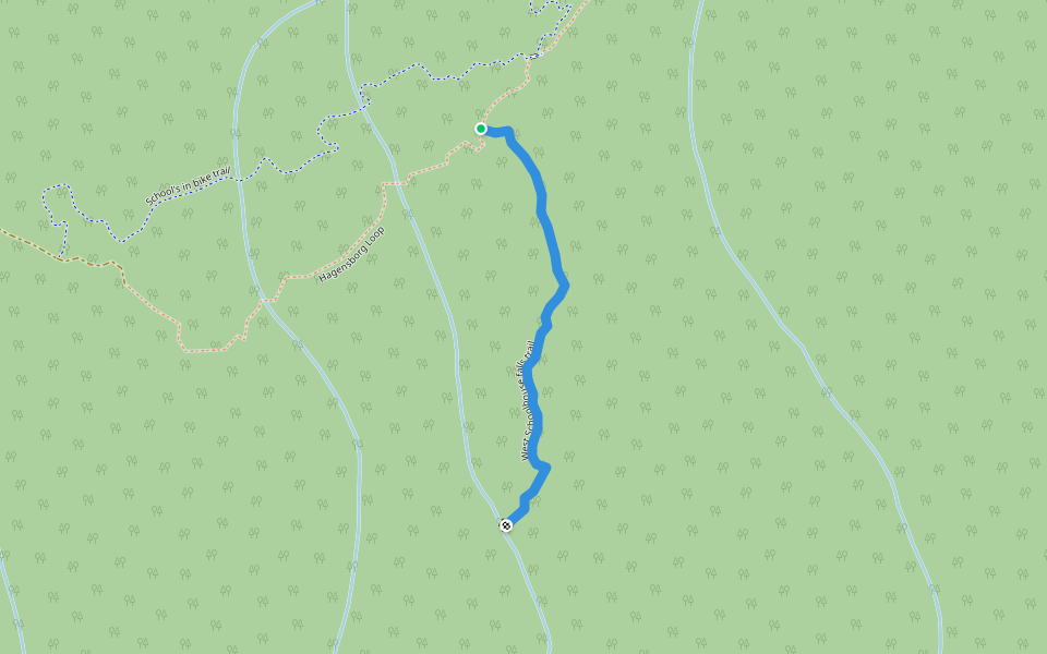 West Schoolhouse falls trail walking route map in Hagensborg