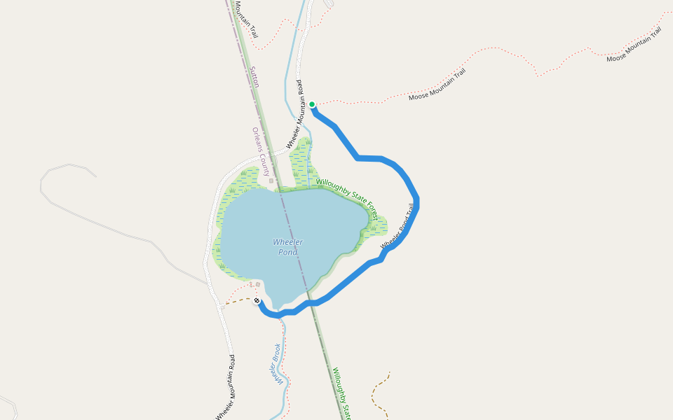 Wheeler Pond Trail walking route map in Barton