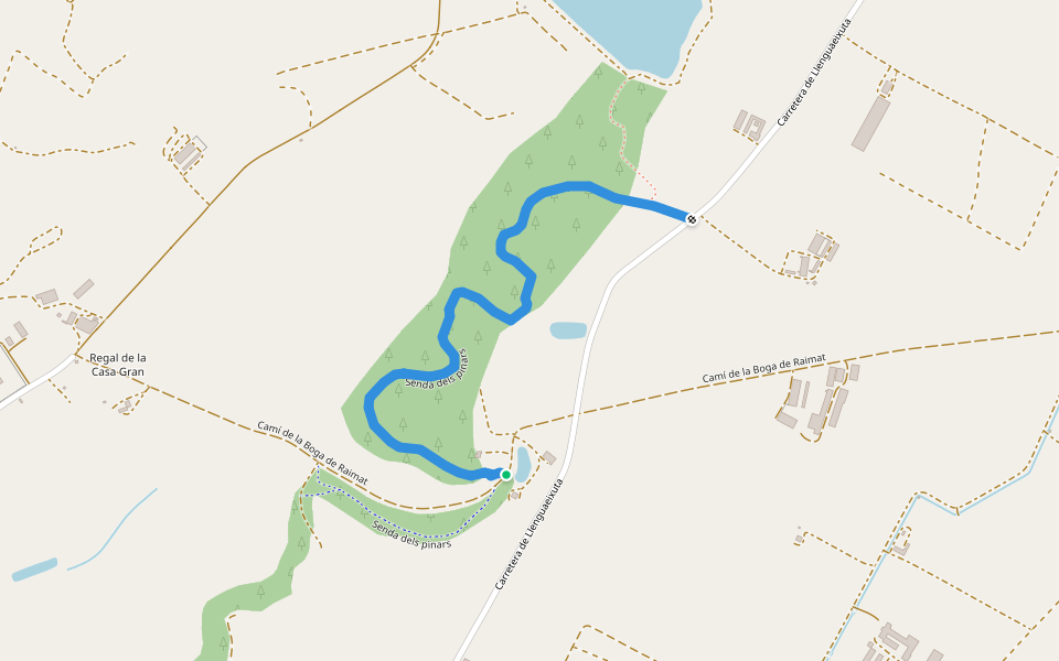 Senda dels pinars walking route map in Lleida