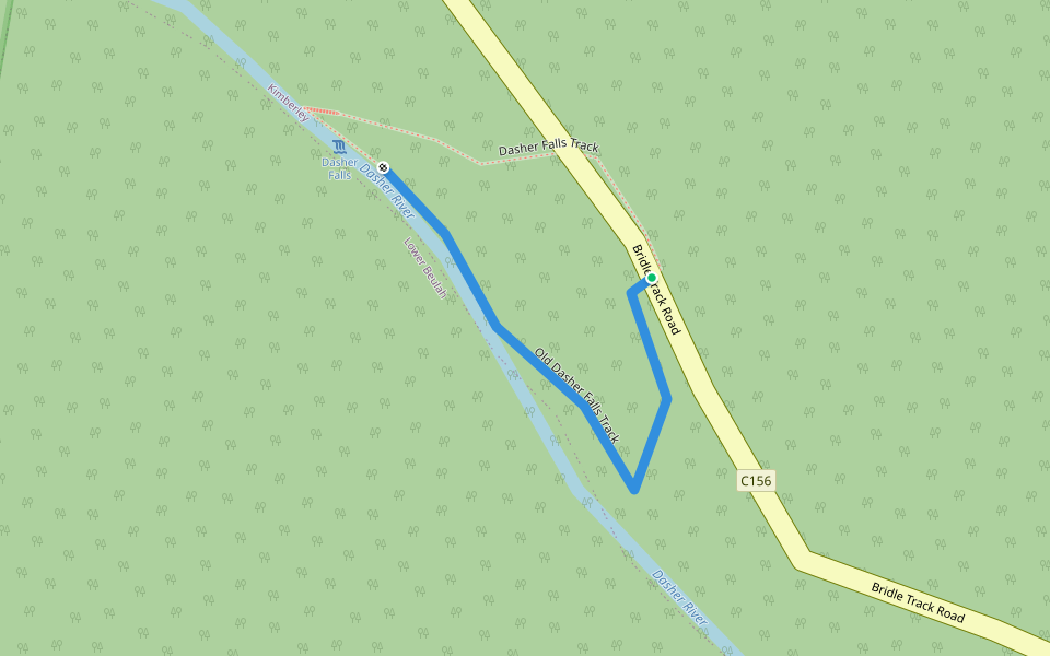 Old Dasher Falls Track walking route map in Kimberley