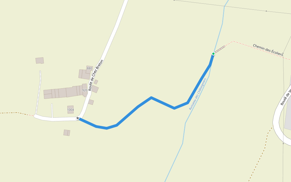 Chemin de Champs Rue (chemin des Écoliers) walking route map in Cernex