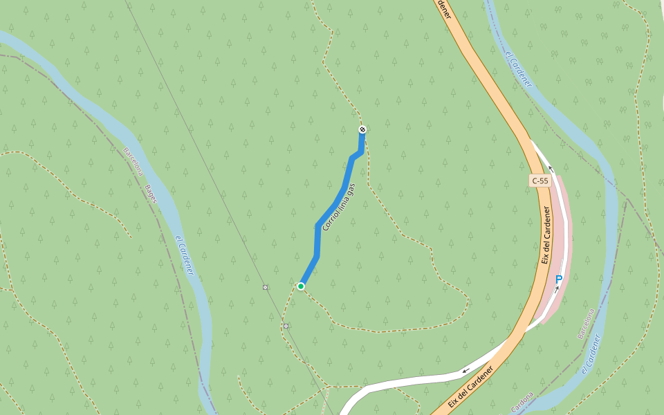 Corriol linia gas walking route map in Cardona