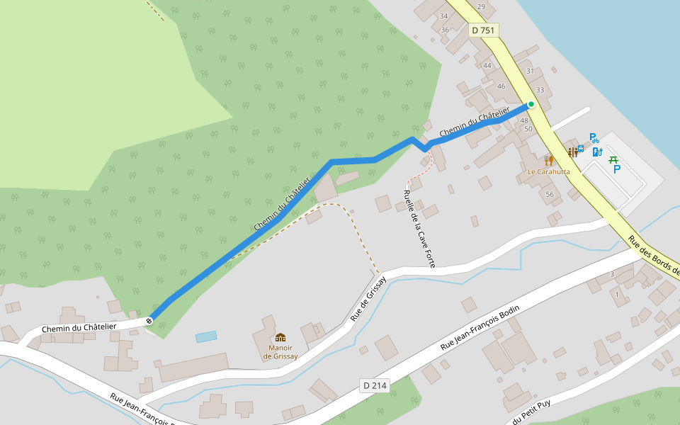 Chemin du Châtelier walking route map in Gennes-Val-de-Loire
