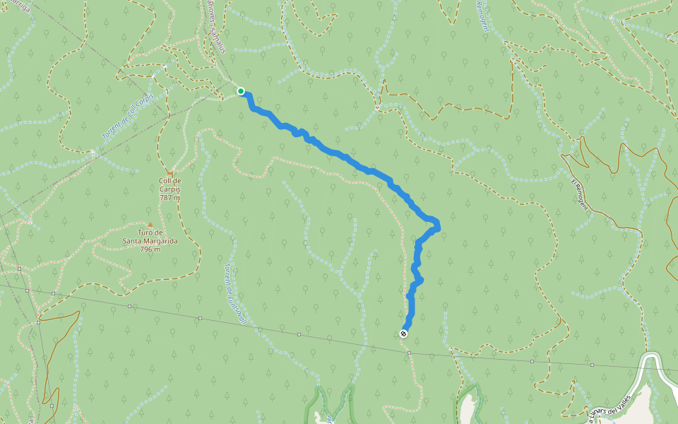 Llaços Grocs walking route map in Cànoves i Samalús