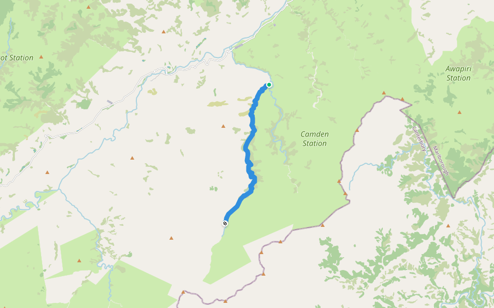 Hodder Huts Access walking route map in Awatere Valley
