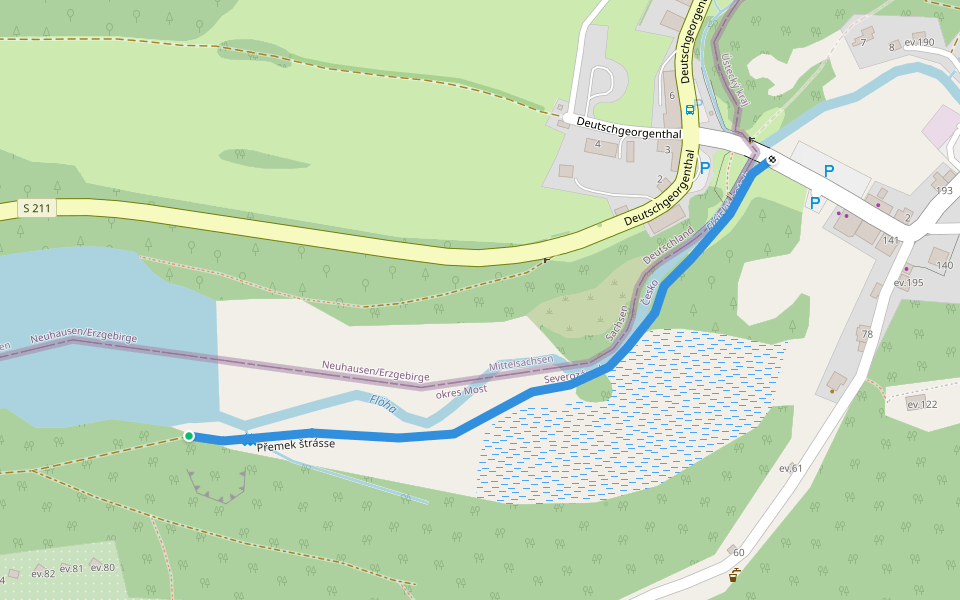 Přemek štrásse walking route map in Český Jiřetín