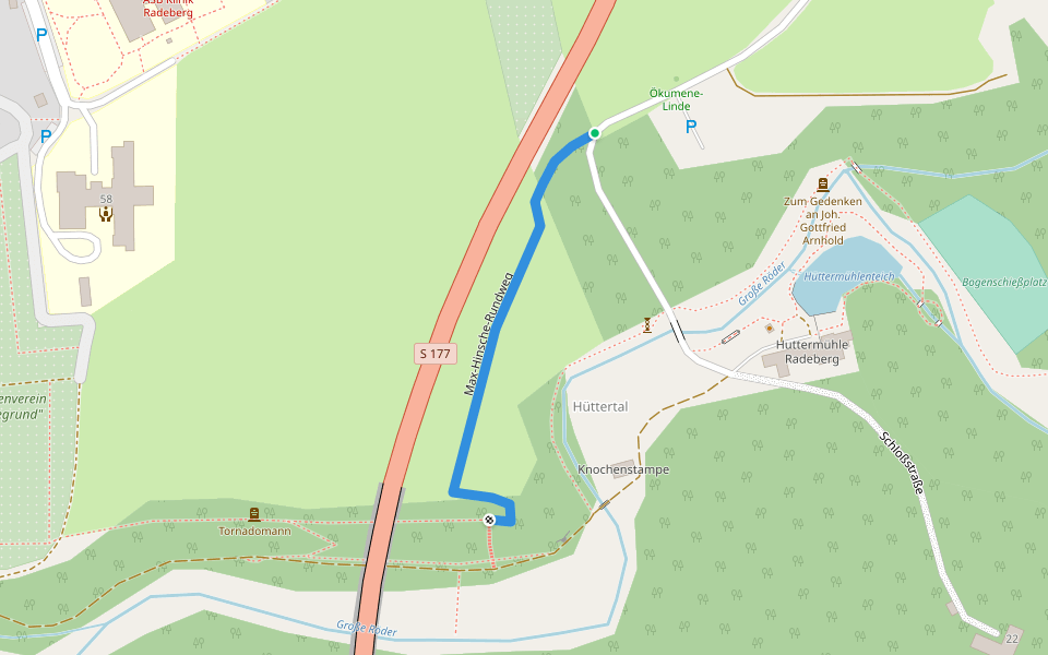 Max-Hinsche-Rundweg walking route map in Radeberg