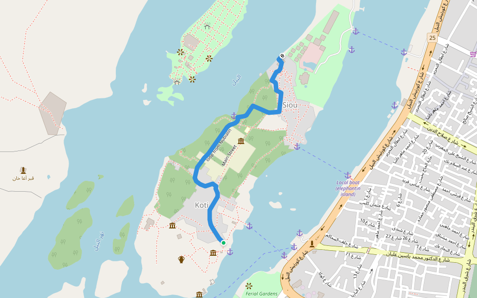 loop from Nubialin walking route map in Aswan