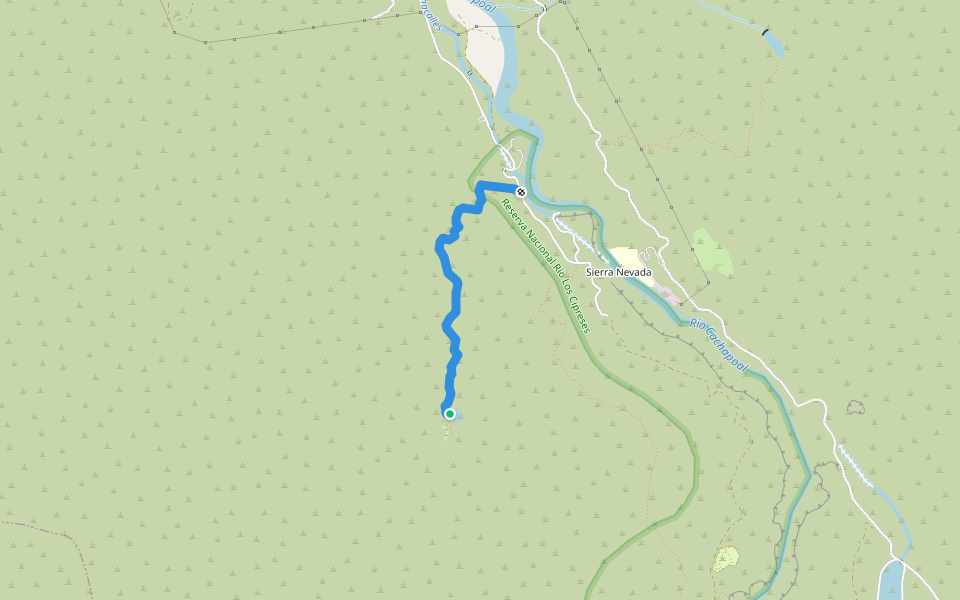 Sendero a Laguna los Patos walking route map in El Manzanar