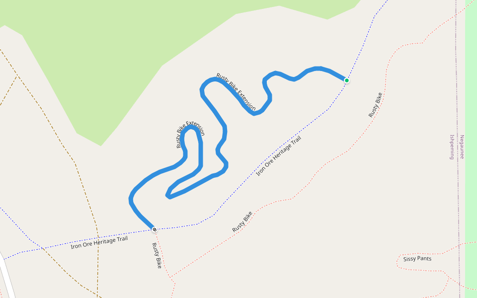 Rusty Bike Extension walking route map in Negaunee