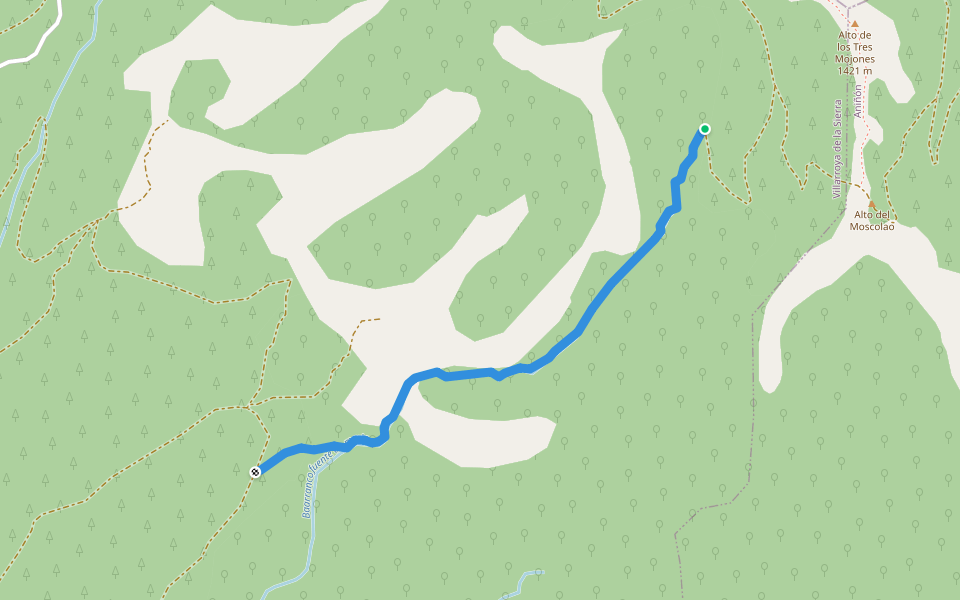Barranco Fuente del Marin walking route map in Jarque