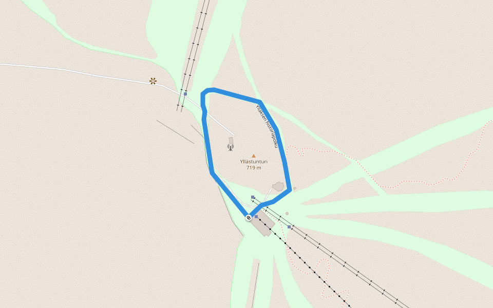 Ylläksen historiapolku walking route map in Tunturipalo