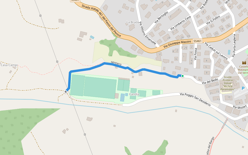 sentiero walking route map in Bobbio