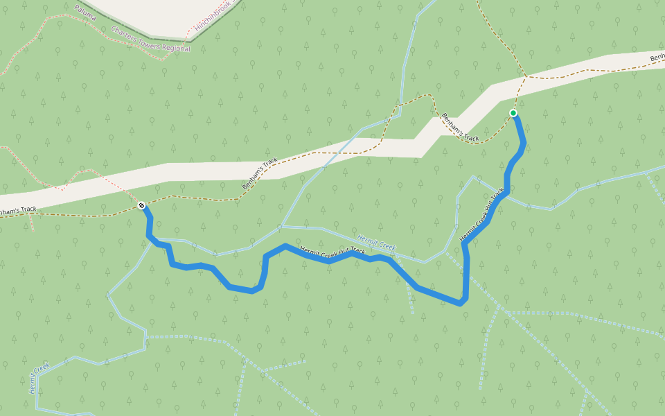 Hermit Creek Hut Track walking route map in Paluma