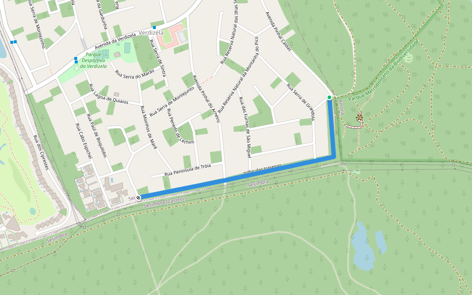 trilho das traseiras walking route map in Corroios