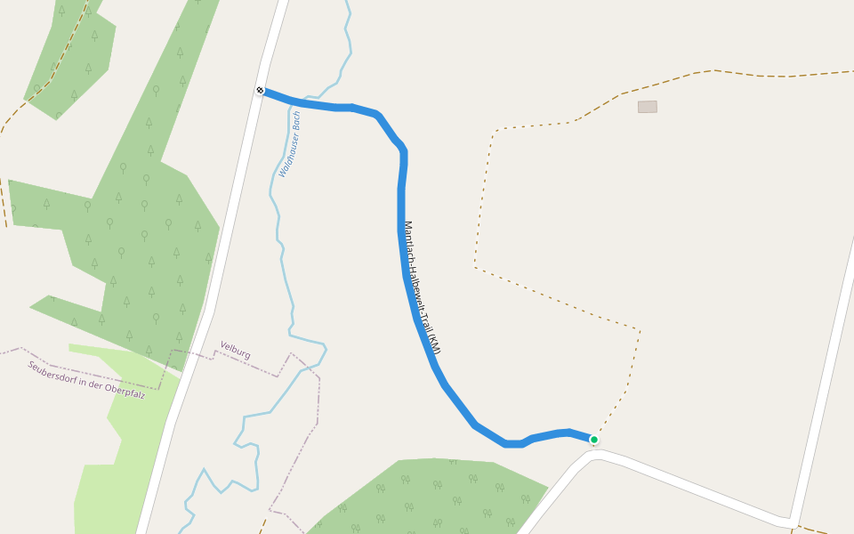 Mantlach-Halbewelt-Trail (KM) walking route map in Velburg