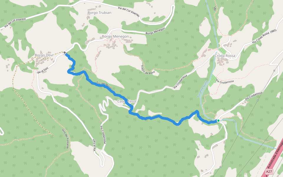Troi del Masot walking route map in Vittorio Veneto