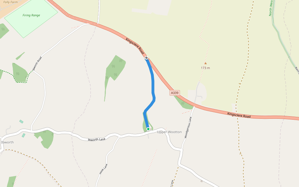 Pierces Lane walking route map in Upper Wootton