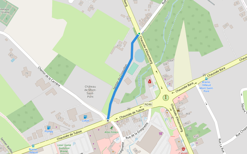 Sentier du Croquillon walking route map in Braine-l'Alleud