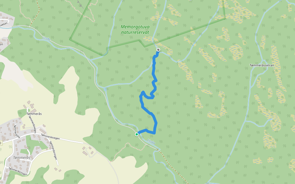 Saustien walking route map in Fossland