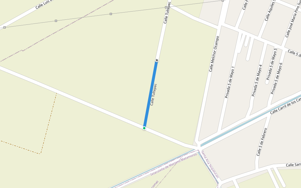 Calle Tultepec walking route map in Santa Ana Nopalucan