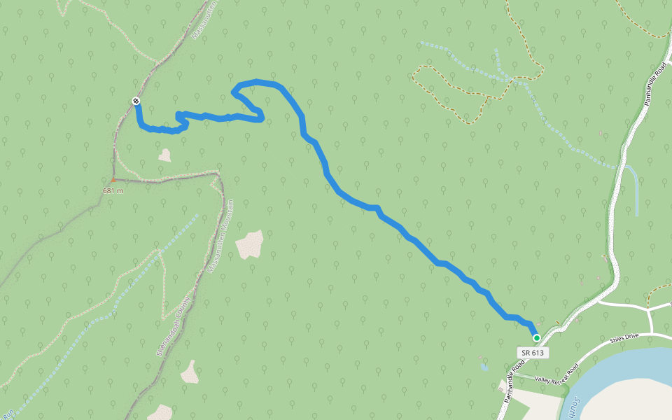 Sherman Gap Trail (pink) walking route map in Toms Brook