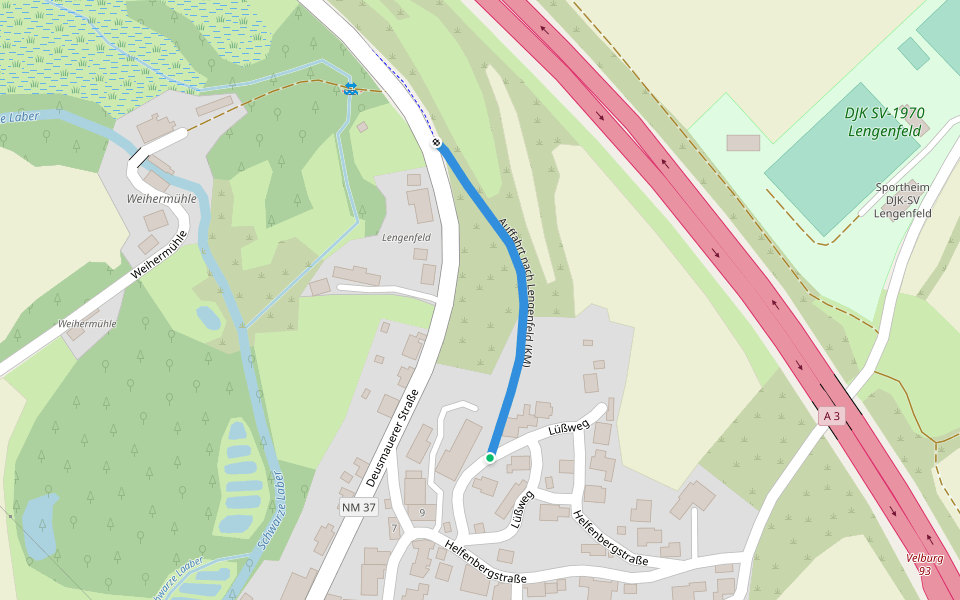 Auffahrt nach Lengenfeld (KM) walking route map in Velburg