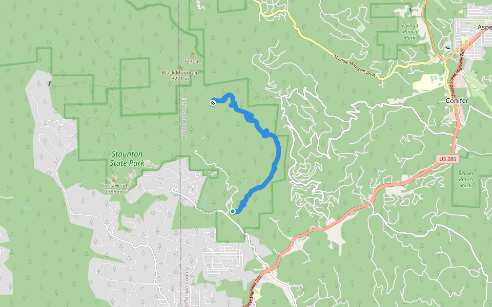 Mason Creek Trail walking route map in Conifer