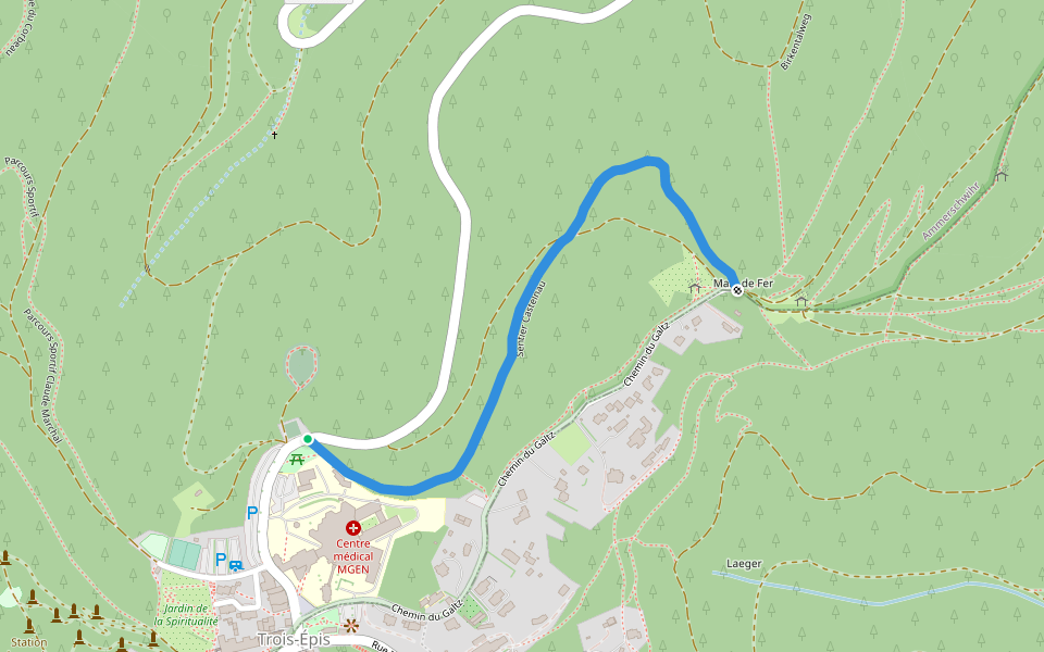 Sentier Castelnau walking route map in Ammerschwihr
