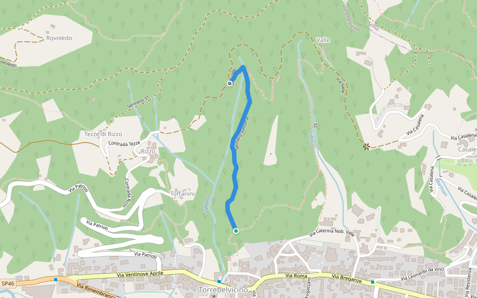 Sentiero Valdana walking route map in Torrebelvicino