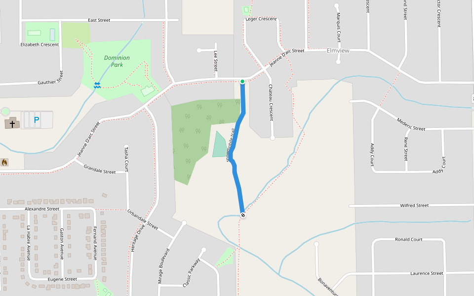 snowmobile trail walking route map in Val Therese